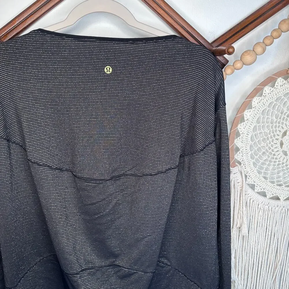 Lululemon Back In Action Black Gold Stripe Long Sleeve T